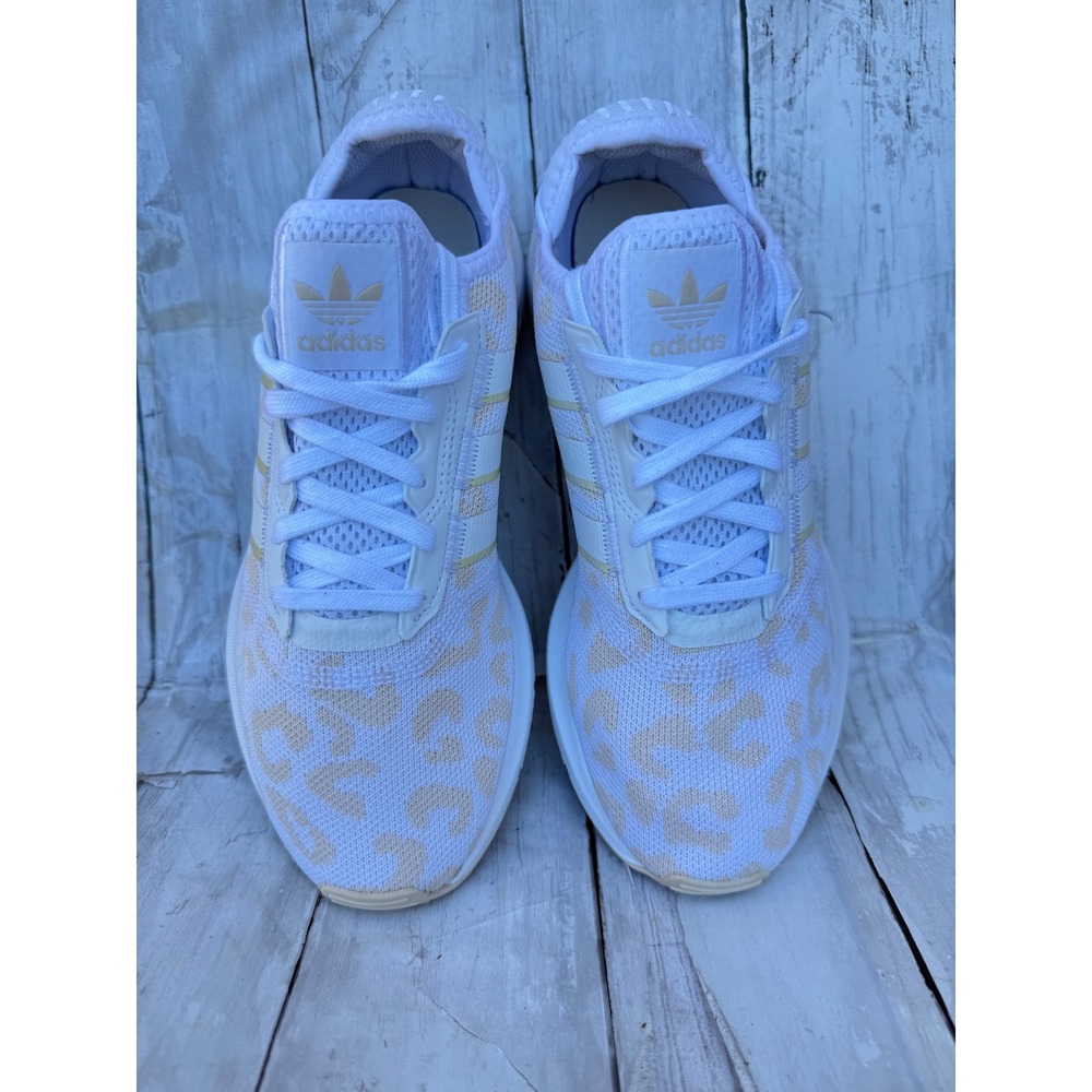 Adidas Swift Run X Womens 8.5 White Tan Leopard Print Sneakers H01907